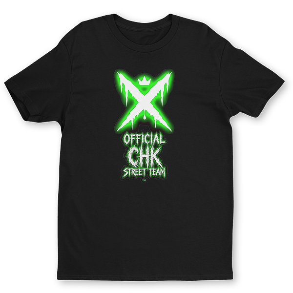 Black OFFICIAL CHK street team T-shirt front